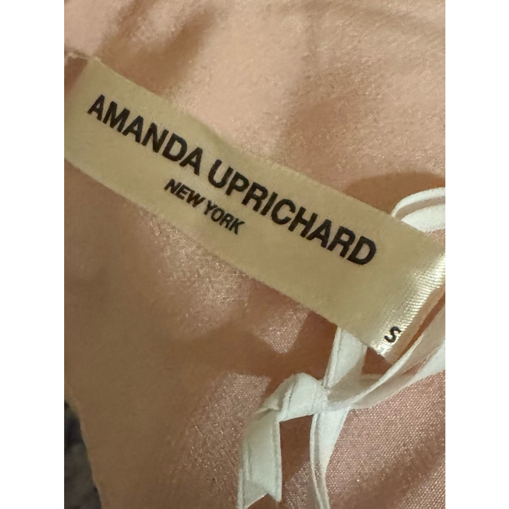 Amanda Uprichard Petal Pink Blush 100% Silk Mini Dress Small Ruffle V-Neck - Picture 12 of 12